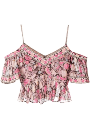 MARANT ÉTOILE off-shoulder floral-print cotton blouse - Pink