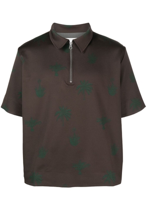 Jil Sander palm tree-print polo shirt - Brown