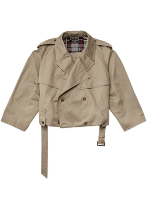 Balenciaga belted-waist cotton trench coat - Neutrals