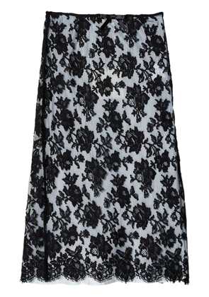 SHUSHU/TONG floral-lace midi skirt - Black