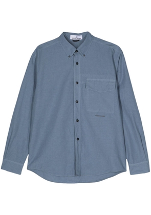 Stone Island logo-print cotton linen shirt - Blue