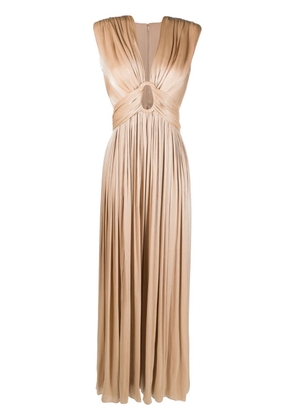 Costarellos cut-out pleated gown - Gold
