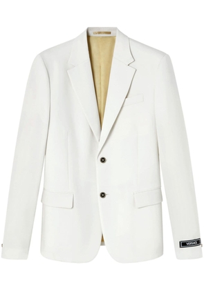 Versace single-breasted grain de poudre blazer - White