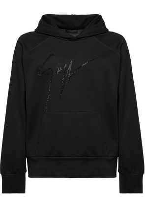 Giuseppe Zanotti crystal-embellished logo hoodie - Black