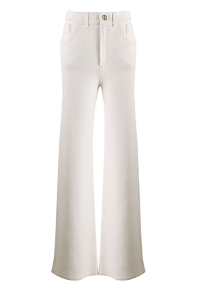 Barrie wide-leg knitted trousers - White