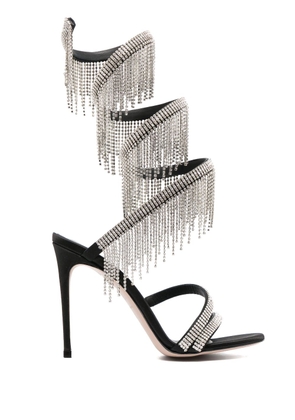 Le Silla Jewels 105mm fringe-detail sandals - Black