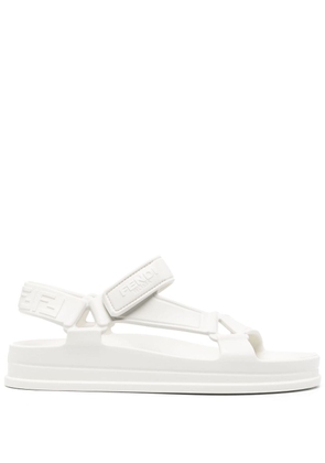FENDI embossed-logo chunky-sole sandals - White