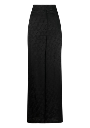 FENDI monogram-print silk trousers - Black
