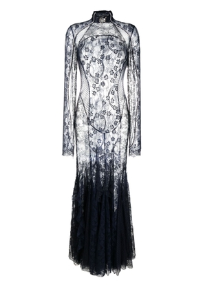 Off-White floral-lace sheer gown - Blue