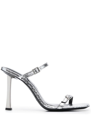 BY FAR Flick 90mm metallic leather sandals - Silver