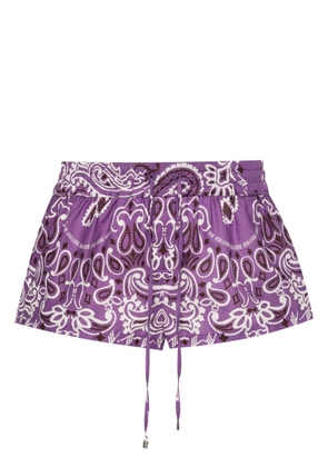 The Attico bandana-print beach shorts - Purple