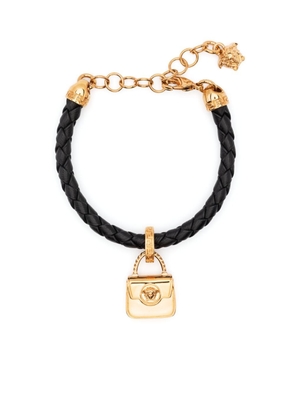 Versace Medusa bag-charm leather bracelet - Black