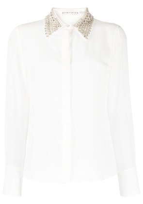 alice + olivia Willa crystal-embellished silk shirt - White
