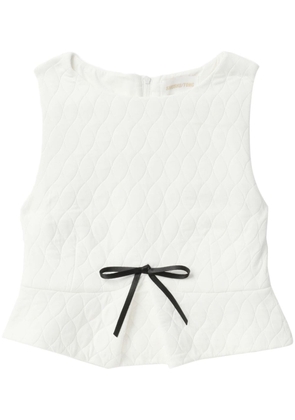 SHUSHU/TONG bow-detail quilted cropped top - White