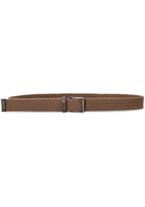 BOSS leather-trim woven belt - Brown