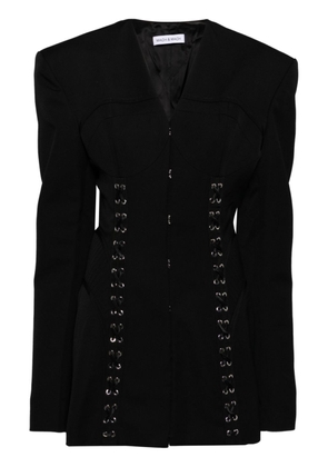 MACH & MACH corset hook-and-eye wool mini dress - Black