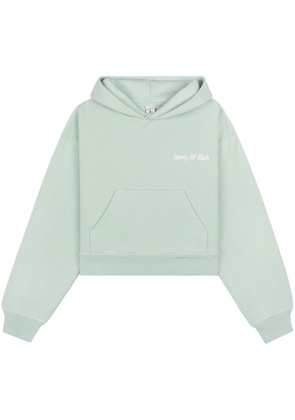 Sporty & Rich logo-embroidered cropped hoodie - Green