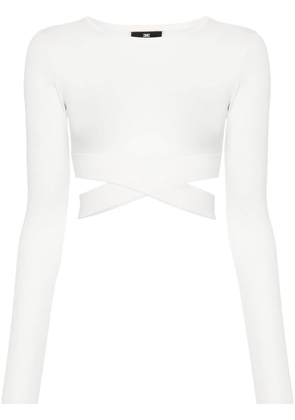 Elisabetta Franchi logo-embroidered cropped jumper - White