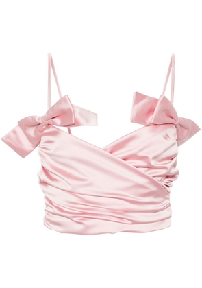 Fiorucci bow-embellished satin cropped top - Pink