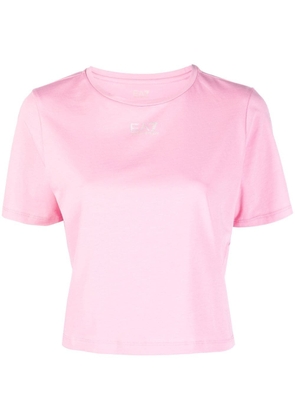 Ea7 Emporio Armani logo-print cropped T-shirt - Pink