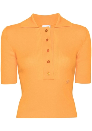 Patou ribbed short-sleeve polo top - Orange