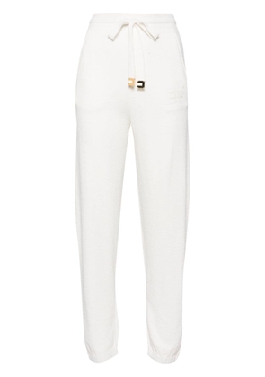 Elisabetta Franchi logo-jacquard fleece-texture track pants - White