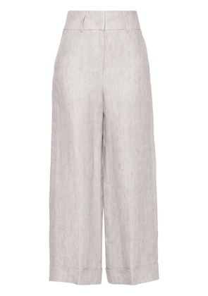 Peserico herringbone linen straight trousers - Grey