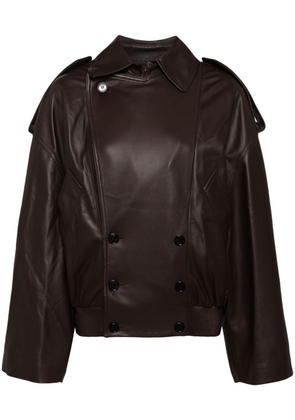 LOEWE double-breasted leather jacket - Brown
