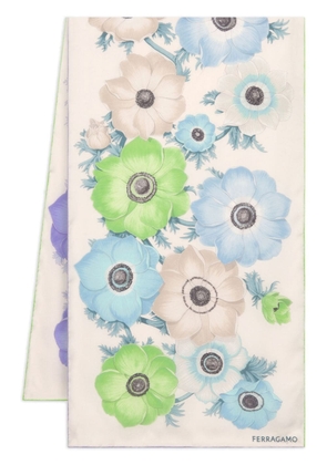 Ferragamo floral-print silk scarf - White