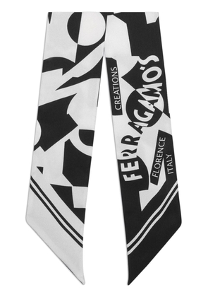 Ferragamo logo-print silk scarf - White