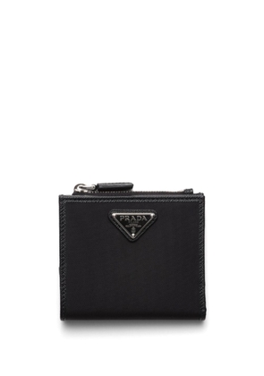 Prada enamel-triangle logo wallet - Black