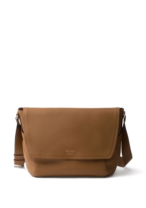 Prada logo-stamp leather shoulder bag - Brown