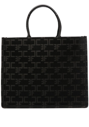 Elisabetta Franchi large monogram-jacquard tote bag - Black