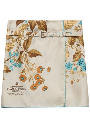 Prada floral-print silk skirt - Neutrals