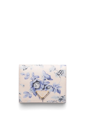 Prada floral-print leather wallet - Blue