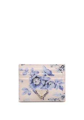 Prada floral-print Saffiano leather cardholder - Neutrals