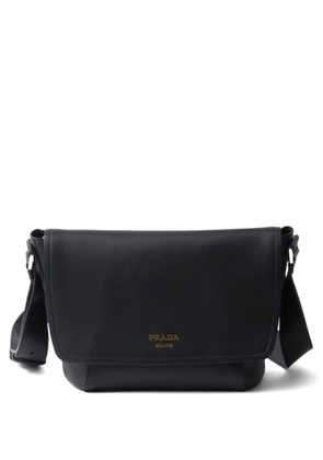 Prada logo-print leather shoulder bag - Black