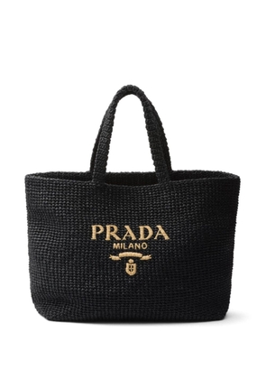 Prada logo-embroidered tote bag - Black