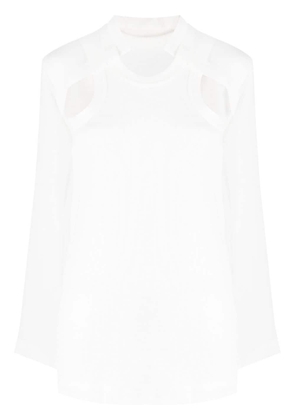 sacai layered-design sheer-sleeves top - White