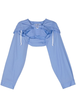 Comme Des Garçons Shirt hooded cropped cotton jacket - Blue
