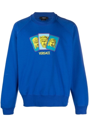 Versace logo-print cotton sweatshirt - Blue
