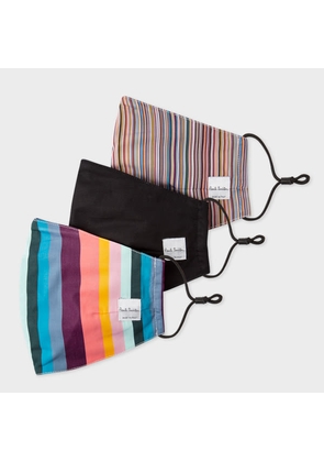 Paul Smith 'Artist Stripe' And 'Signature Stripe' Print Face Coverings Three Pack Multicolour