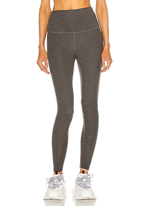 Beyond Yoga Heather Rib High Waisted Midi Legging in Smoke Grey Heather - Gray. Size XL (also in ).