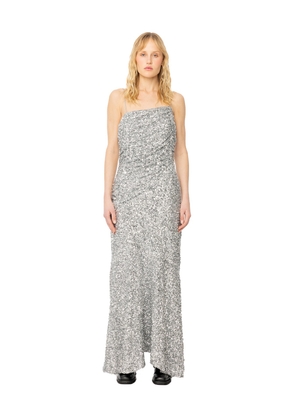 3D Sequins Long Slip Dress - Silver
