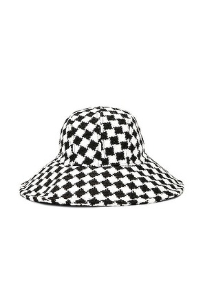 Lele Sadoughi Checkered Sun Bucket Hat in Jet White - Black,White. Size all.
