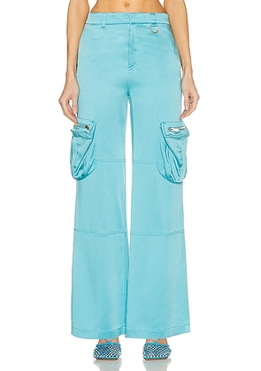 Blumarine Wide Leg Cargo Pant in Butterfly - Teal. Size 38 (also in ).