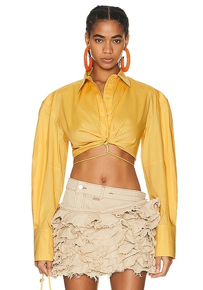 JACQUEMUS Le Chemise Plidao in Light Yellow - Yellow. Size 36 (also in ).
