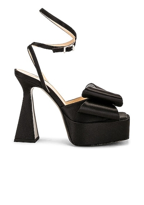MACH & MACH Le Cadeau Satin Square Toe Platform Sandal in Black - Black. Size 39 (also in 39.5).