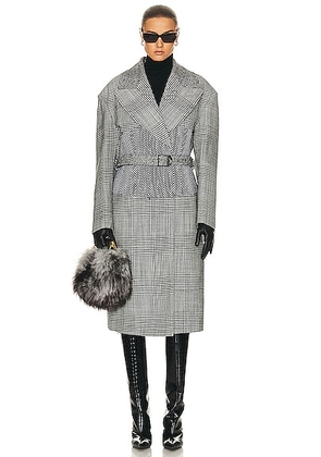 TOM FORD Prince Of Wales Belted Coat in Black & Chalk - Black. Size 36 (also in ).