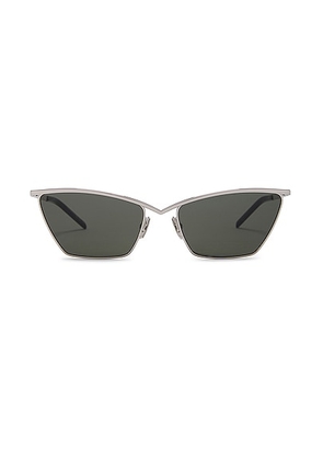 Saint Laurent Cat Eye Sunglasses in Silver & Grey - Grey. Size all.